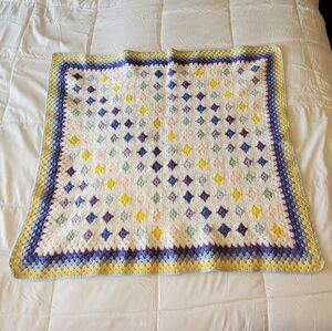 Crocheted Baby Blanket Afghan Throw Handmade 38x35